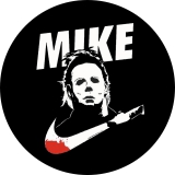 Horror Michael Myers Halloween Motiv 4 Nike Parodie Anstecker mit Sicherheitsnadel Ø 25 mm