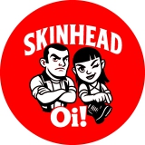 Skinhead Oi! Motiv 2 Anstecker mit Sicherheitsnadel Ø 25 mm
