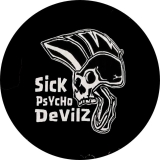 Sick Psycho Devilz Motiv 1 Anstecker mit Sicherheitsnadel Ø 25 mm