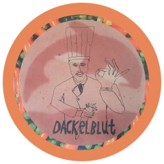 Dackelblut Motiv 1 Anstecker mit Sicherheitsnadel Ø 25mm