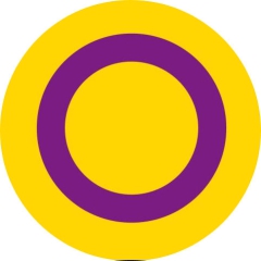 LGBTIQ Motiv E Inter* Pride Anstecker mit Sicherheitsnadel Ø 25 mm