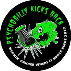 Psychobilly Kicks Back Motiv 1 Anstecker mit Sicherheitsnadel Ø 25mm