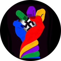 Trans Fist Smash Nazis Motiv 1 Anstecker mit Sicherheitsnadel Ø 25 mm