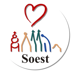 Soest Herz Silhouette Motiv 1 Anstecker mit Sicherheitsnadel Ø 38 mm
