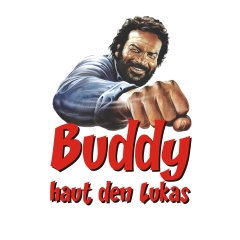 Spencer, Bud Spencer Buddy haut den Lukas Motiv 1 Anstecker mit Sicherheitsnadel Ø 25 mm