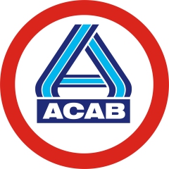 A.C.A.B. ACAB Aldi Parodie Motiv 1 Anstecker mit Sicherheitsnadel Ø 25 mm