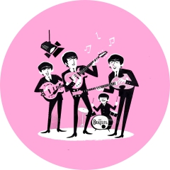 Beatles, The Beatles Motiv 3 Anstecker mit Sicherheitsnadel Ø 25mm