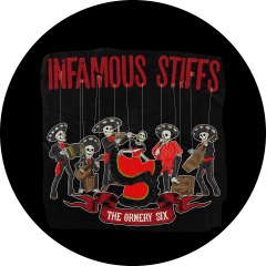 Infamous Stiffs Motiv 1 Anstecker mit Sicherheitsnadel Ø 25 mm