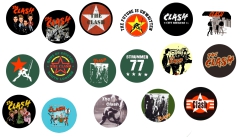 Sammler-Edition Clash, The Clash 17 Anstecker Ø 25mm + Flaschenöffner The Clash Ø 55mm