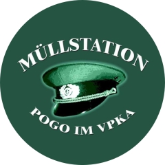 Müllstation Motiv 3 Anstecker mit Sicherheitsnadel Ø 25 mm