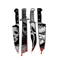 Horror Messer Motiv 1 Anstecker mit Sicherheitsnadel Ø 25 mm