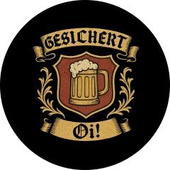 Gesichert Oi! Motiv 1 Anstecker mit Sicherheitsnadel Ø 25 mm