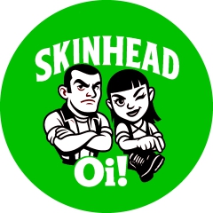 Skinhead Oi! Motiv 3 Anstecker mit Sicherheitsnadel Ø 25 mm