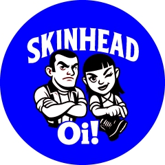 Skinhead Oi! Motiv 4 Anstecker mit Sicherheitsnadel Ø 25 mm