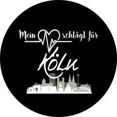 Mein Herz schlägt für Köln Motiv 1 Anstecker mit Sicherheitsnadel Ø 25 mm