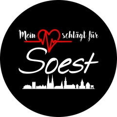 Mein Herz schlägt für Soest Motiv 1 Anstecker mit Sicherheitsnadel Ø 25 mm