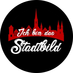 Ich bin das Stadtbild Motiv 3 Anstecker mit Sicherheitsnadel Ø 25 mm