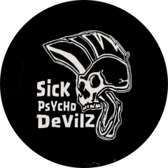 Sick Psycho Devilz Motiv 1 Anstecker mit Sicherheitsnadel Ø 25 mm