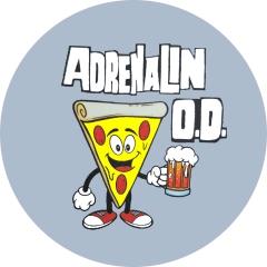 Adrenalin O.D. Motiv 4 Anstecker mit Sicherheitsnadel Ø 25 mm