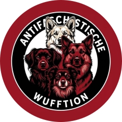 Antifaschistische Wufftion Motiv 1 Anstecker mit Sicherheitsnadel Ø 25 mm
