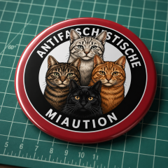Antifaschistische Miaution Motiv 1 Anstecker mit Sicherheitsnadel Ø 25 mm