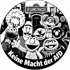 Sesamstrasse Keine Macht der AfD Motiv 2 Anstecker mit Sicherheitsnadel Ø 25 mm
