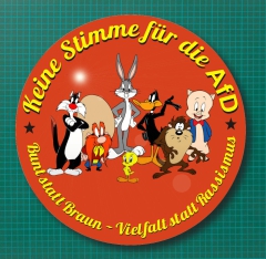 Looney Toons Bugs Bunny Keine Stimme für die AfD Motiv 1 Anstecker mit Sicherheitsnadel Ø 25 mm